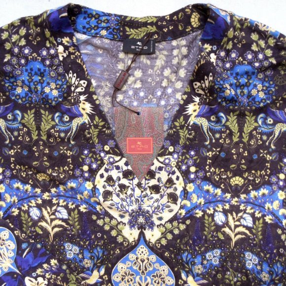 NWT$620 ETRO Artemis Jersey Sweater Black Ornamental-print V-neck jumper 46 / 10 - Picture 9 of 15